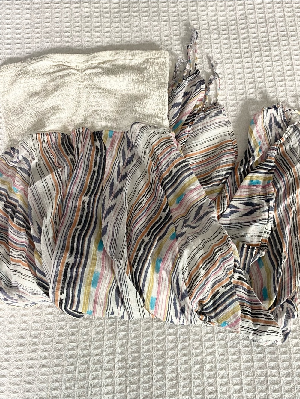 Billabong strapless Striped Multicolor handkerchief hem Dress Medium